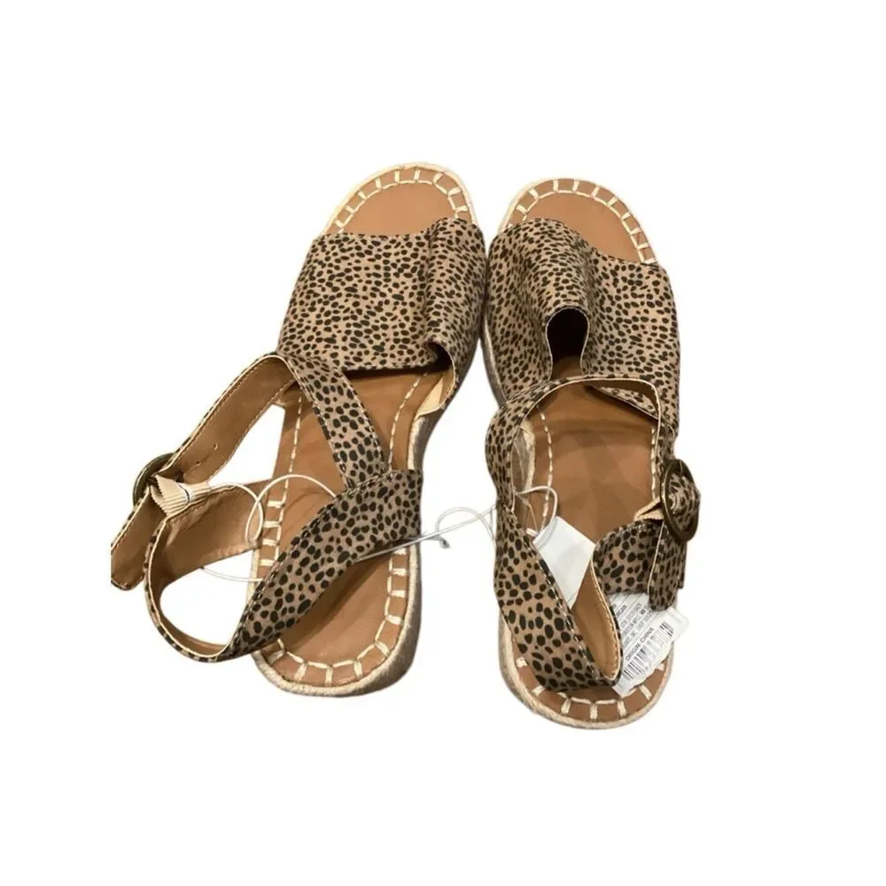 NWT Universal Thread leopard print Morgan espadrille wedge sandals Size 9